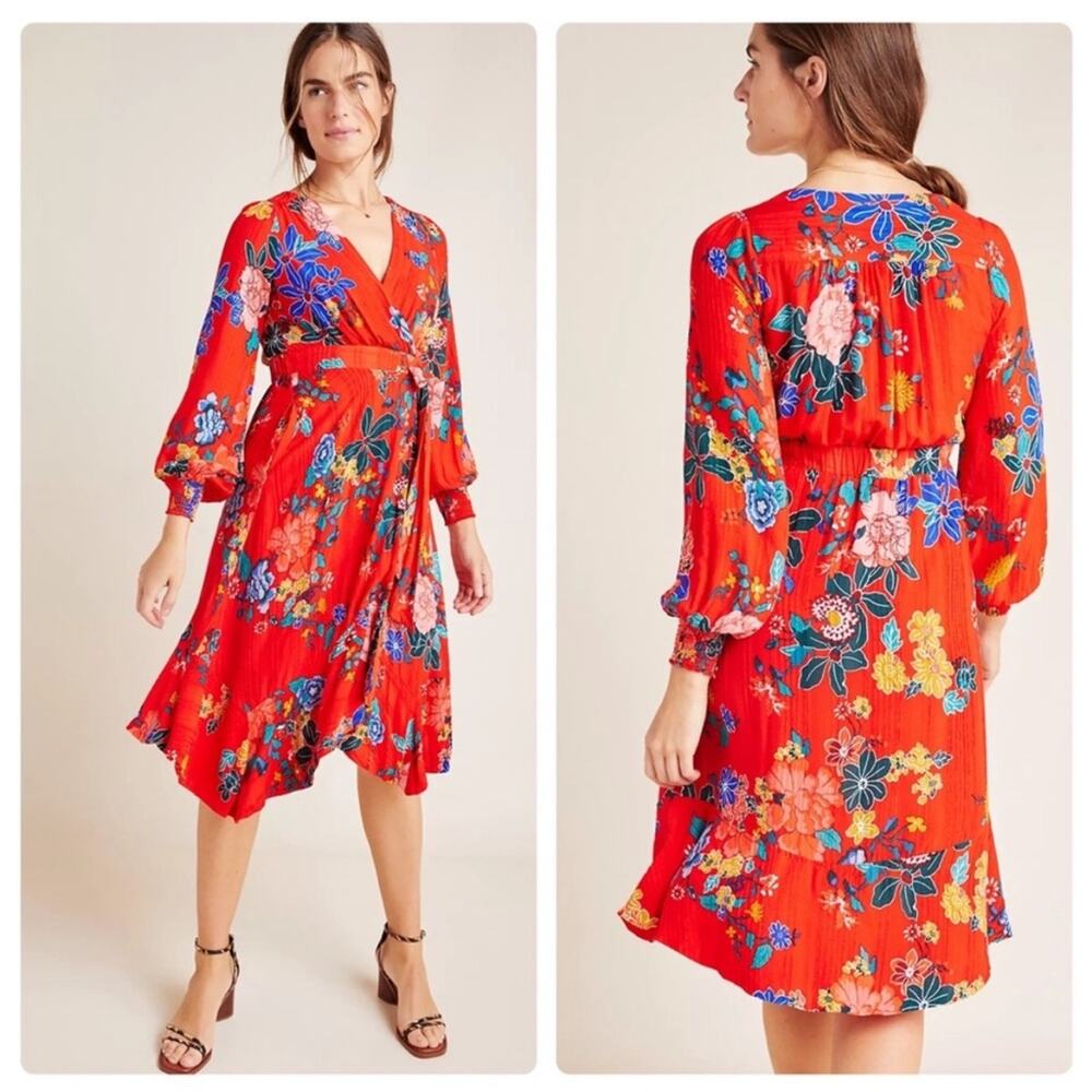Anthropologie Boswell Textured Wrap Tunic Dress Women’s Size 2
